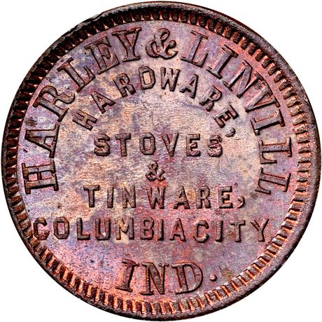 IN175B-1a Columbia City Indiana Civil War Token NGC MS65 RB