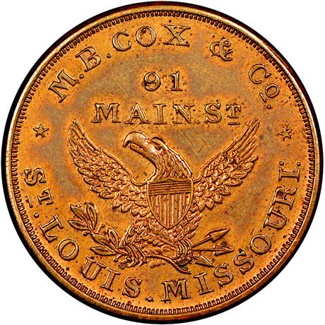 MO 6B NGC MS62 St. Louis Missouri M B Cox Merchant token