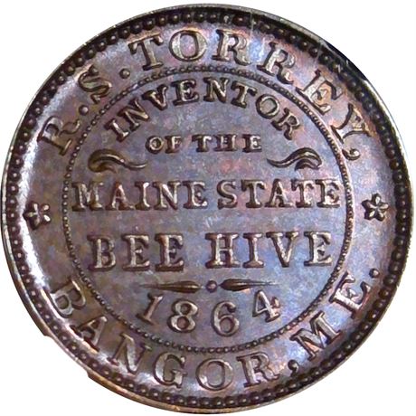 ME100A-2a NGC MS65 Bangor Maine Civil War token