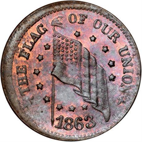 211/400 a NGC MS67 RB Indiana Primitive Patriotic Civil War token