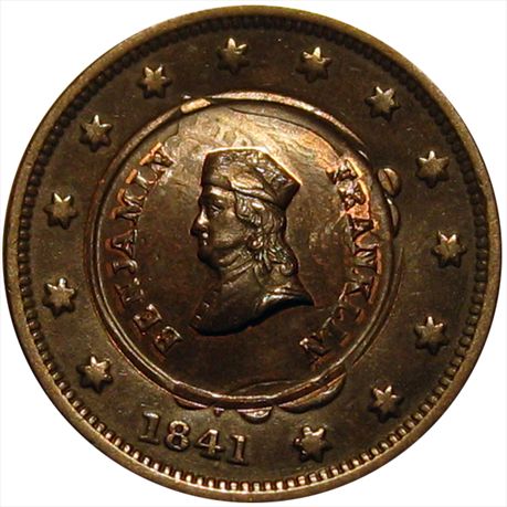 153/0 ao         R7       MS63  struck over 1841 Large Cent