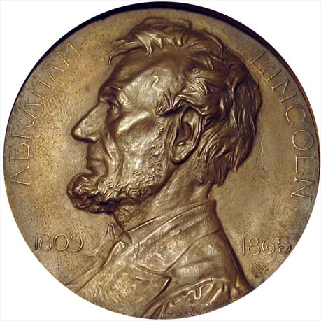 1909 Lincoln Centennial Medal with book.  Bronze 62mm by Jules Edouard Roine