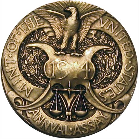 Mint Medal 1914 Assay Medal.  Julian AC-58 FMA-953 Silver 40mm by George Morgan