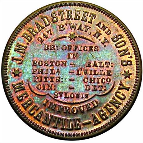 319  -  NY630 Ha-1a  Unlisted  MS62 Rare Bradstreet New York Civil War token