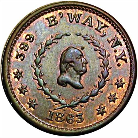 332  -  NY630BB- 7a  R3  MS63 George Washington New York Civil War token