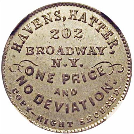 327  -  NY630AIa-1e  Unlisted NGC MS64  New York Civil War token