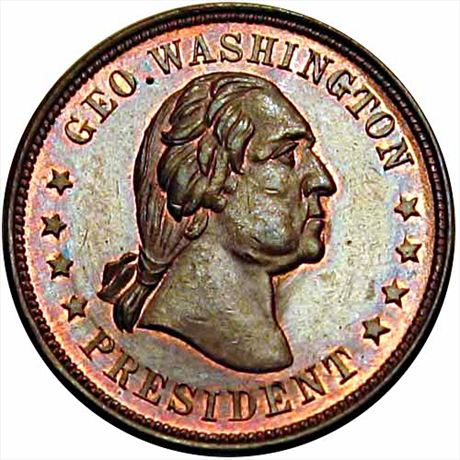 320  -  NY630 K-1a  R3  MS63 Druggist George Washington New York Civil War token