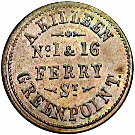 317  -  NY330A-7a  R3  AU+ Greenpoint New York Civil War token