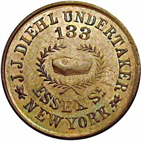 323  -  NY630 T-1a  R2  AU Undertaker Coffin New York Civil War token