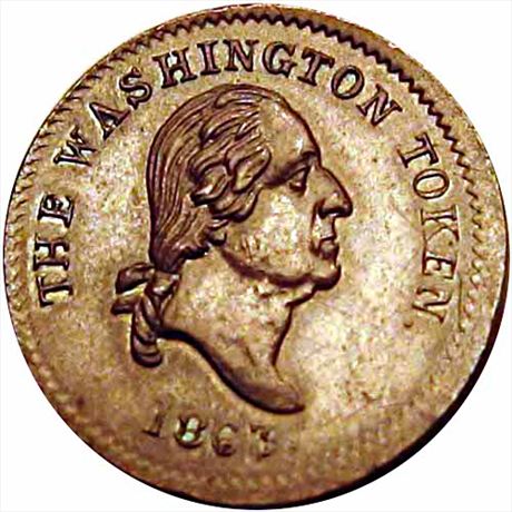 324  -  NY630AD-1a  R3  AU+ Coin Dealer George Washington NY Civil War token