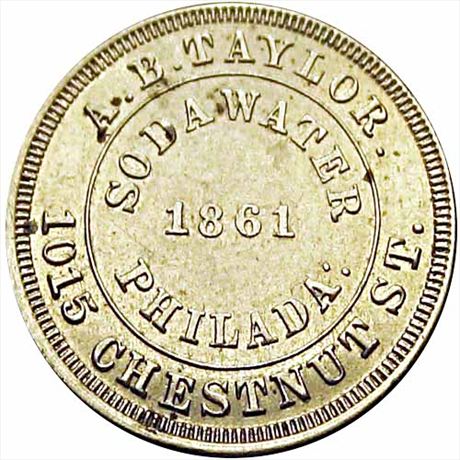 427  -  PA750U-1c  R7  AU 1861 Soda Water Philadelphia PA Civil War token