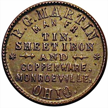 391  -  OH560A-1a  R4  EF Monroeville Ohio Civil War token