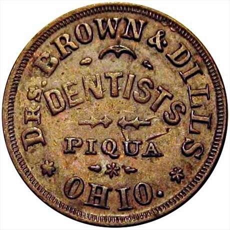 397  -  OH730A-6a  R4  AU Dentist Piqua Ohio Civil War token