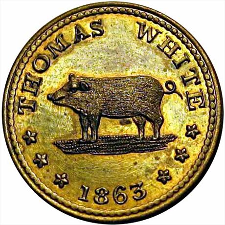 344  -  NY630CH-3b  R9  MS63 Rare Brass New York Civil War token