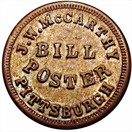 431  -  PA765K-1a  R3  EF Pittsburgh Pennsylvania Civil War token