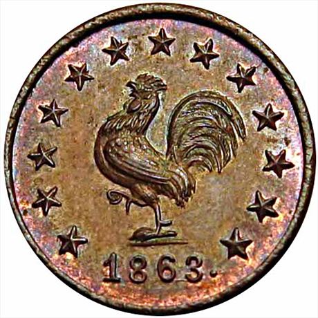 336  -  NY630BH-2a  R2  MS64 Rooster New York Civil War token