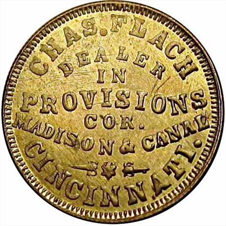 359  -  OH165AW-7d  R10  MS60 Unique Copper Nickel Cincinnati Civil War token