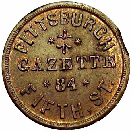 436  -  PA765S-3a  R3  MS62 Pittsburgh Pennsylvania Civil War token