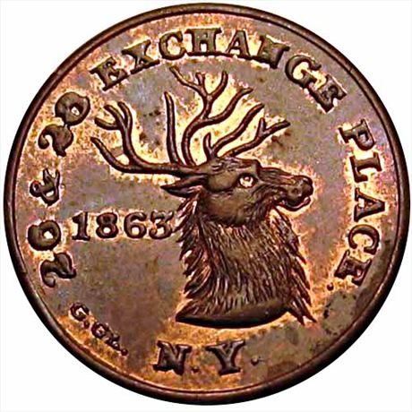 339  -  NY630BO-2a  R1  MS62  New York Civil War token