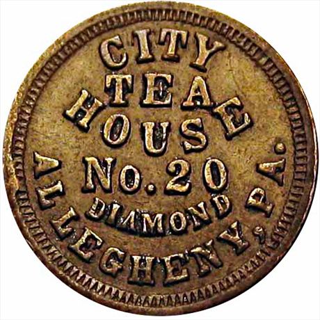 413  -  PA 13D-3a  R8  EF Allegheny City Pennsylvania Civil War token