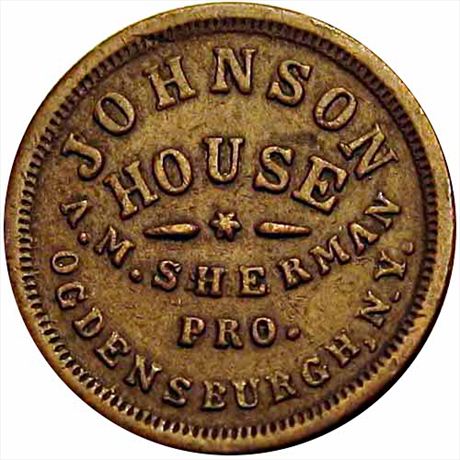 345  -  NY665B-1a  R4  EF Ogdensburgh New York Civil War token