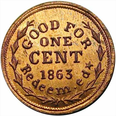 440  -  RI700E-2a  R2  MS64 Providence Rhode Island Civil War token