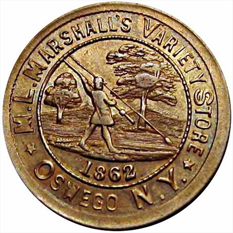 346  -  NY695A-1a1  R6  AU+ Fly Fishing New York Civil War token