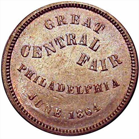 421  -  PA750L-1a  R1  MS63 Sanitary Fair Philadelphia PA Civil War token