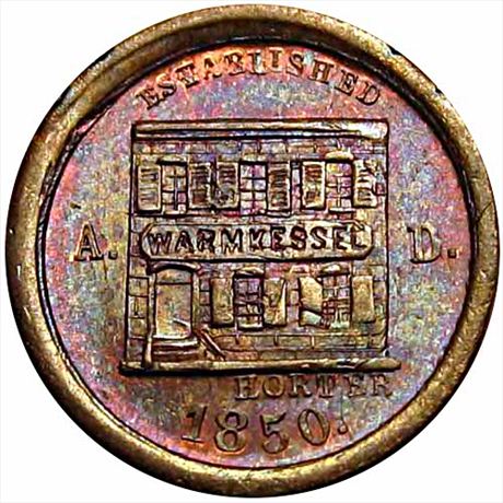 341  -  NY630BZ-1ao  R8  MS63 Overstruck New York Civil War token