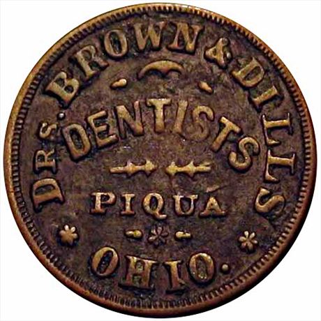 396  -  OH730A-1a  R4  FINE Dentist Piqua Ohio Civil War token