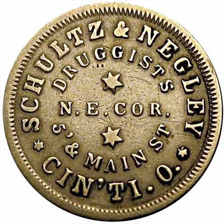 368  -  OH165FL-1c  R9  FINE+ Druggist Cincinnati Ohio Civil War token