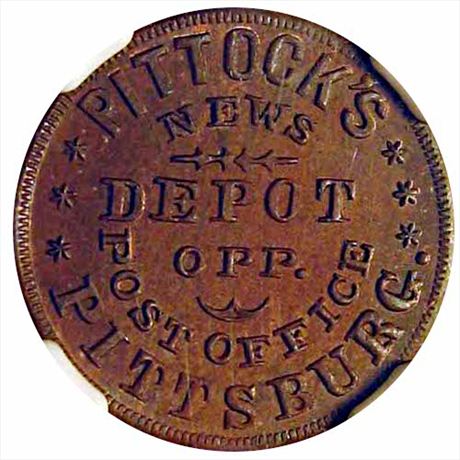 435  -  PA765P-14a  R2 NGC MS64 Pittsburgh Pennsylvania Civil War token