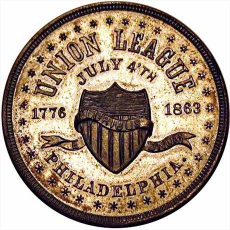 914  -  UL 1862-2a WM    AU+ 1862 Union League Political Campaign Token