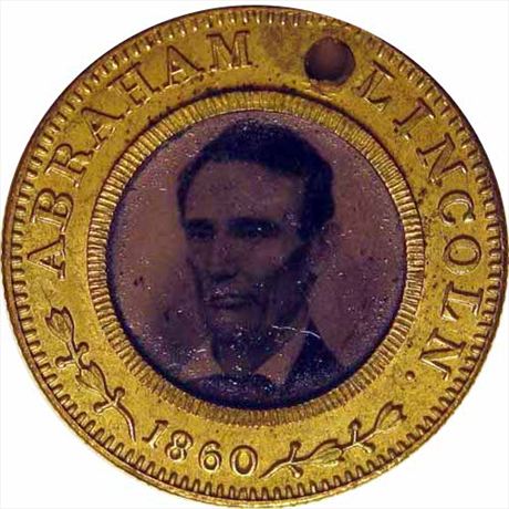 885  -  AL 1860-98 Ferro    MS62 1860 Abraham Lincoln Ferrotype Campaign Token
