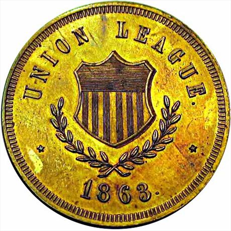 916  -  UL 1862-5 CU    MS63 1862 Union League Political Campaign Token