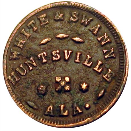 149  -  AL425A-5a  R8  EF Rare State Huntsville Alabama Civil War token