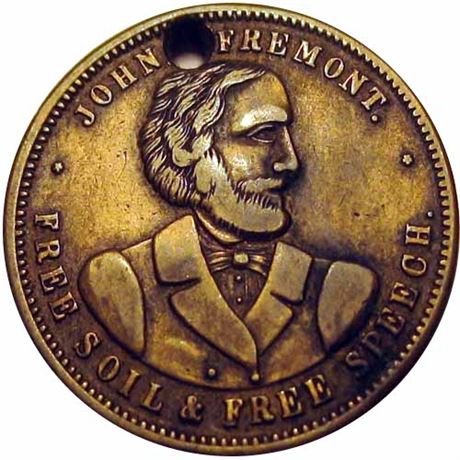 597  -  JF 1856-9 BR  Raw VF John Fremont Political Campaign token