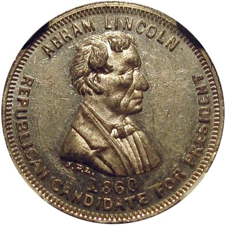589  -  AL 1860-34 WM  NGC MS60 Abraham Lincoln Political Campaign token