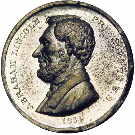 593  -  AL 1864-41 WM  Raw AU Details Abraham Lincoln Political Campaign token