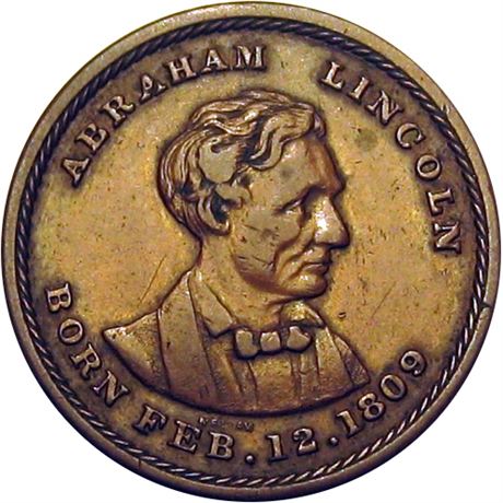 590  -  AL 1860-45A CU  Raw EF Abraham Lincoln Political Campaign token