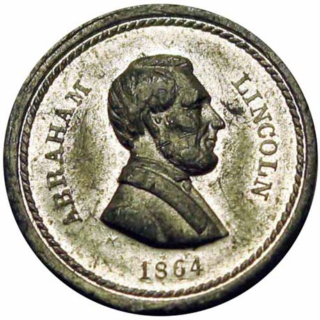 594  -  AL 1864-74B WM  Raw AU+ Abraham Lincoln Political Campaign token