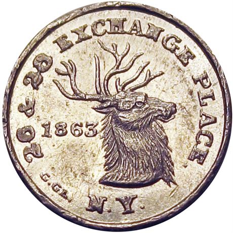 249  -  NY630BO-2e R8 Raw MS62 White Metal New York Civil War token