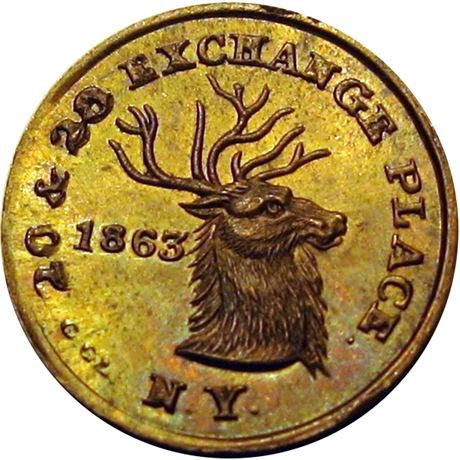 248  -  NY630BO-2b R7 Raw MS64 Brass New York Civil War token