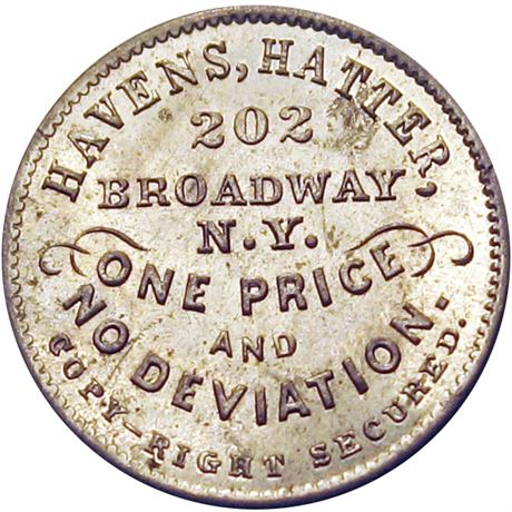 240  -  NY630AIa-1e R6 Raw MS62 White Metal New York Civil War token