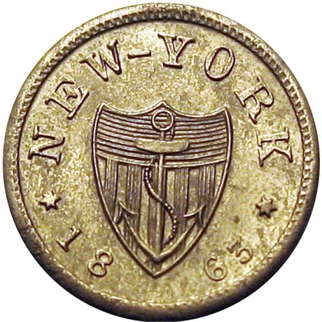 245  -  NY630BK-2j R8 Raw MS62 German Silver New York Civil War token