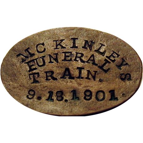 699  -  Funeral Train Coin  Raw EF 1901 McKinley