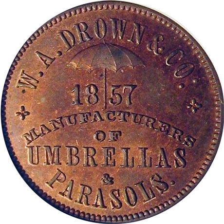 621  -  MILLER PA 137  NGC MS63 RB 1857 Umbrella Philadelphia Merchant token