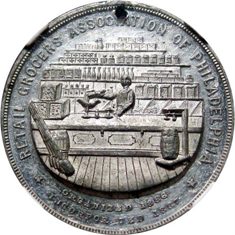 713  -  Philadelphia Retail Grocers 1888 Medal  NGC MS60