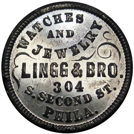 627  -  MILLER PA 313A  Raw MS62 Lingg & Bro. Philadelphia Merchant token