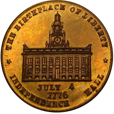 629  -  MILLER PA 392�  Raw MS63 Brass 1876 Philadelphia Merchant token